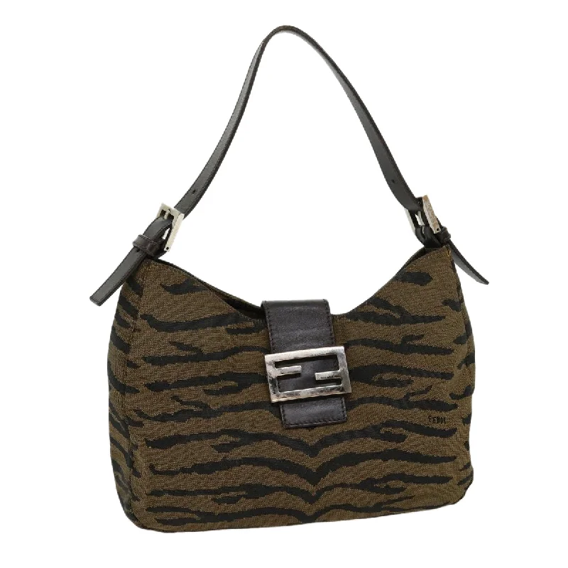 FENDI Animal Mamma Baguette Shoulder Bag Brown Black  am2687g