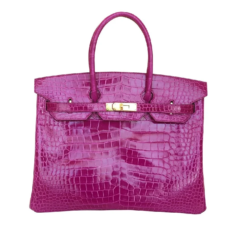 Hermès Birkin 35 Rose Sheherazade Crocodile Bag