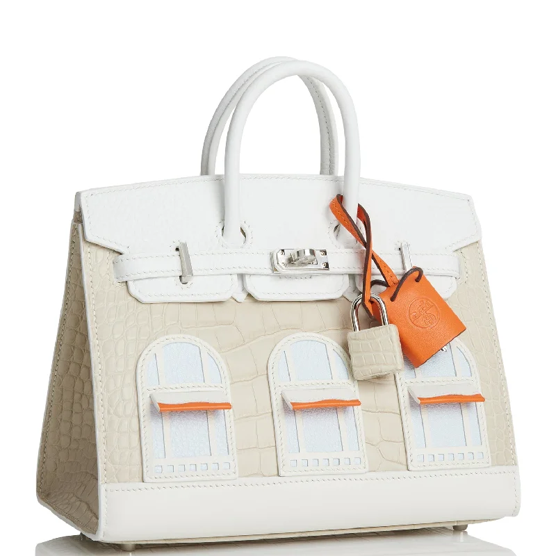 Hermes Sac Faubourg Birkin 20 White Matte Alligator Palladium Hardware