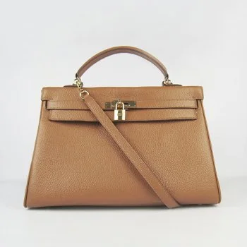 Hermes Kelly 35cm Togo Leather Handbag Light Coffee/Gold