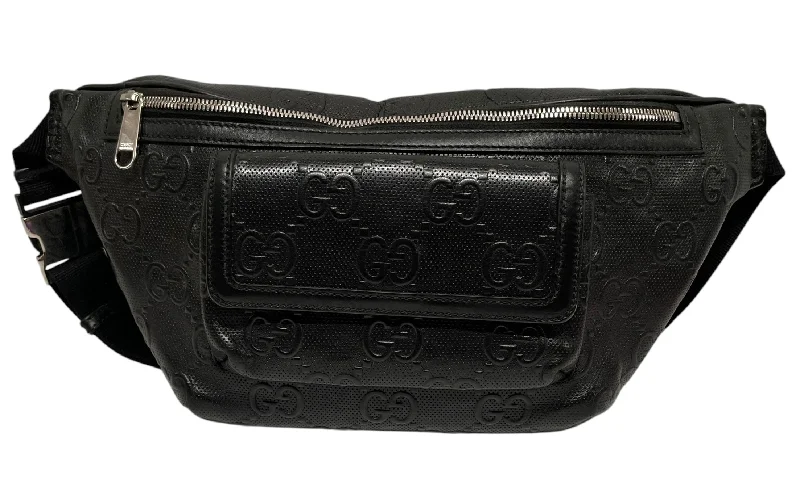 GUCCI/Fanny Pack/Monogram/Leather/BLK/645093-525040 EMOBSSED MONOGRA