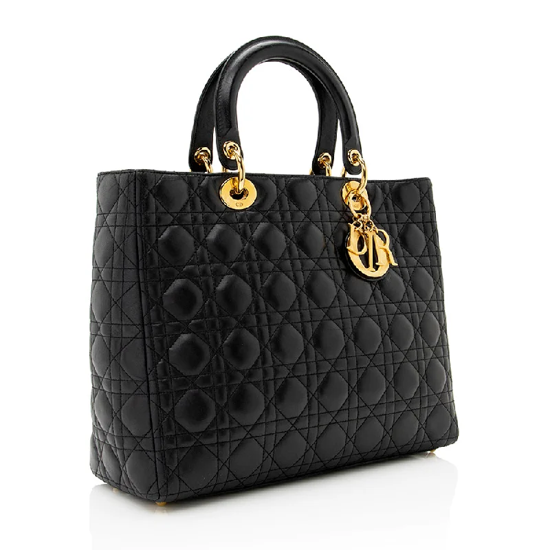 Dior Lambskin Lady Dior Large Tote (SHF-20974)