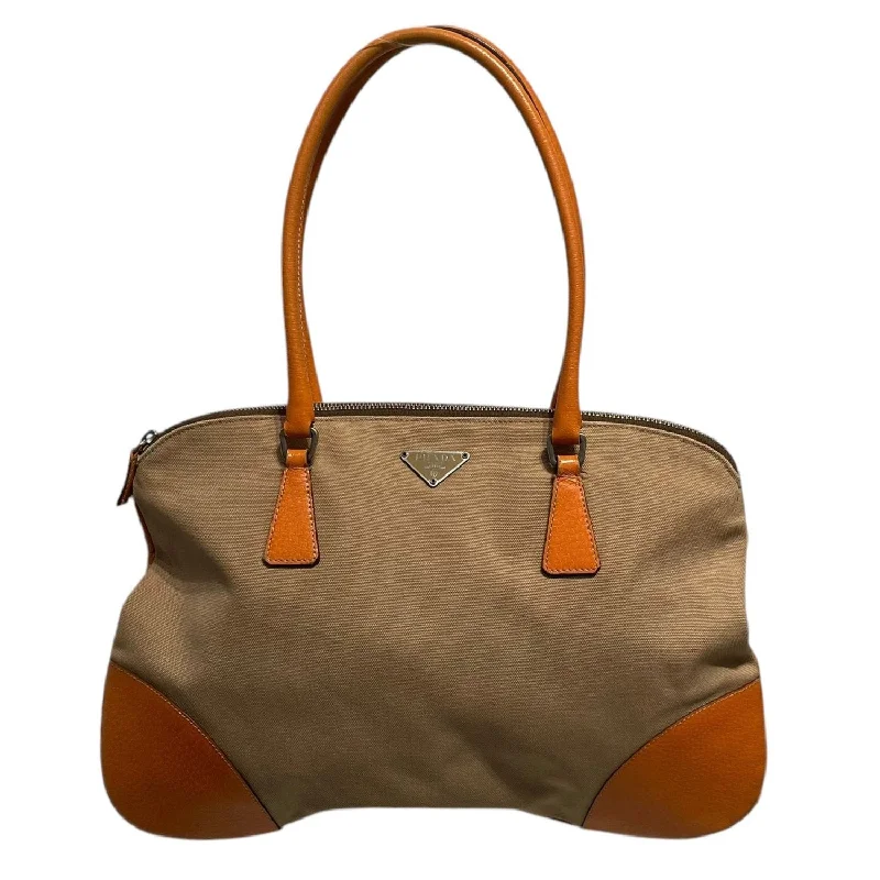 PRADA/Hand Bag/Beige/Cotton/