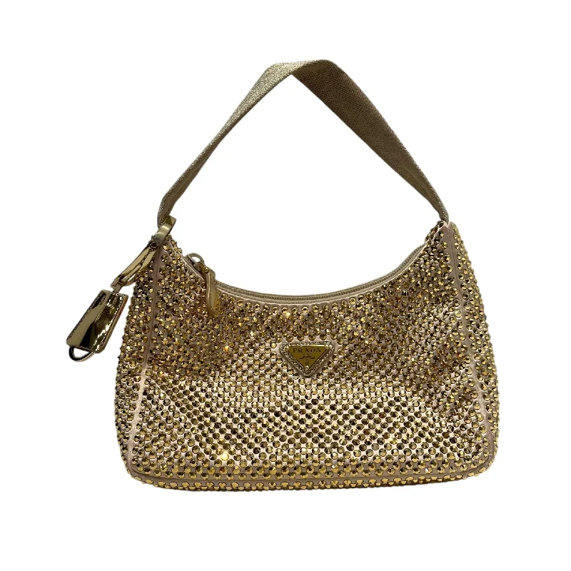 PRADA/Hand Bag/S/GLD/rhinestone satin interior