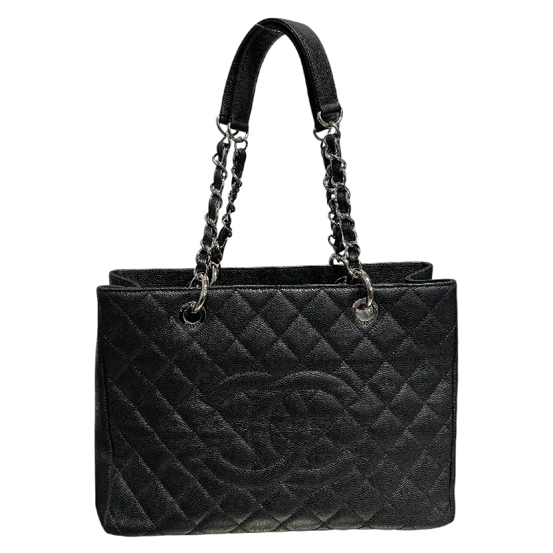 CHANEL/Tote Bag/Leather/BLK/Caviar Quilted Shopping Tote