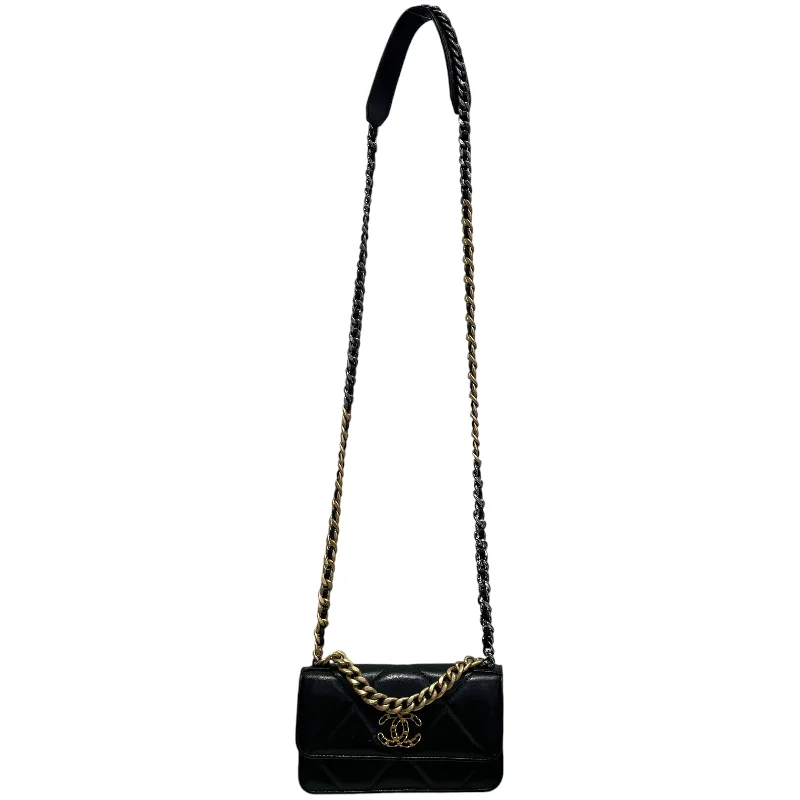 CHANEL/Cross Body Bag/Lambskin/BLK/Chanel 19 Wallet on Chain