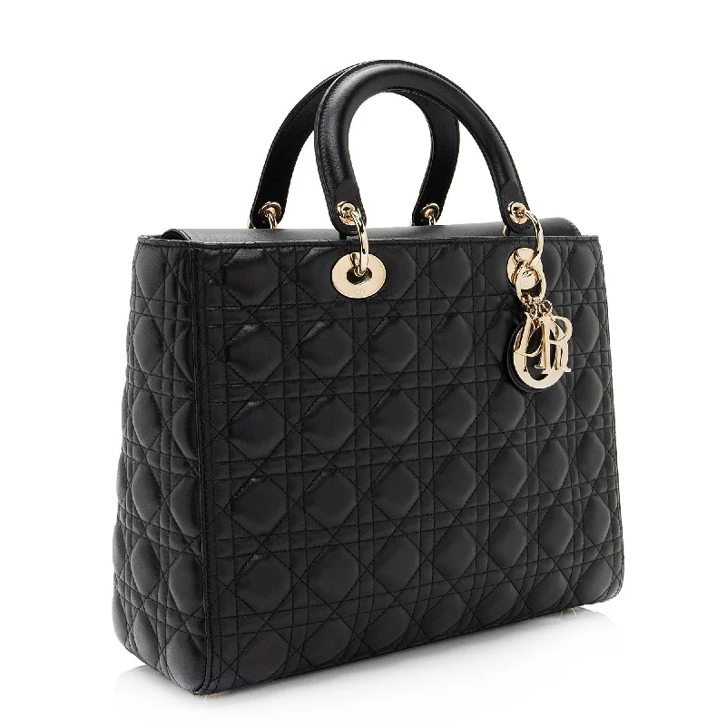 Dior Lambskin Lady Dior Large Tote (SHF-9gavwy)