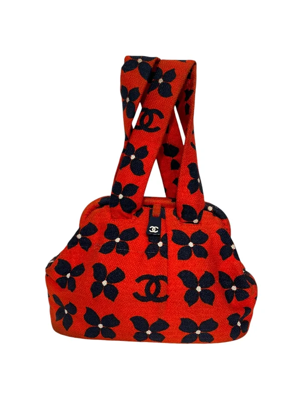 CHANEL/Hand Bag/Floral Pattern/Cotton/RED/CC Floral, broken tab