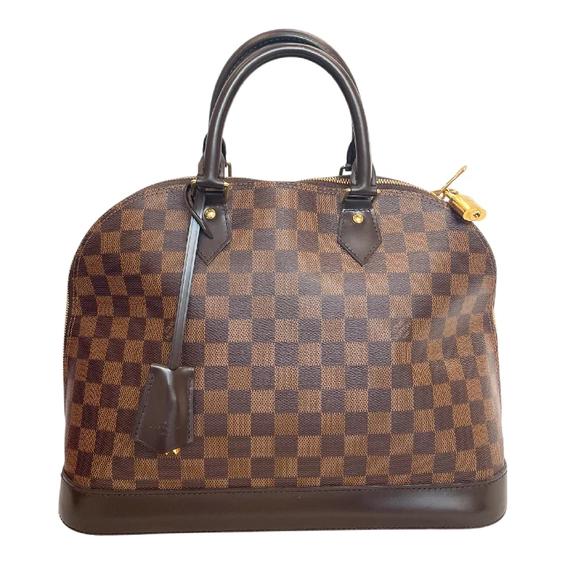 LOUIS VUITTON/Hand Bag/Houndstooth Check/Leather/BRW/BRWN/CHECKER/GRAM/GLD/LOCK