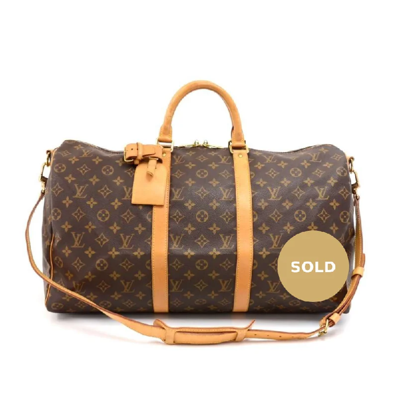 Keepall 50 Bandouliere Monogram Canvas Travel Bag with Strap