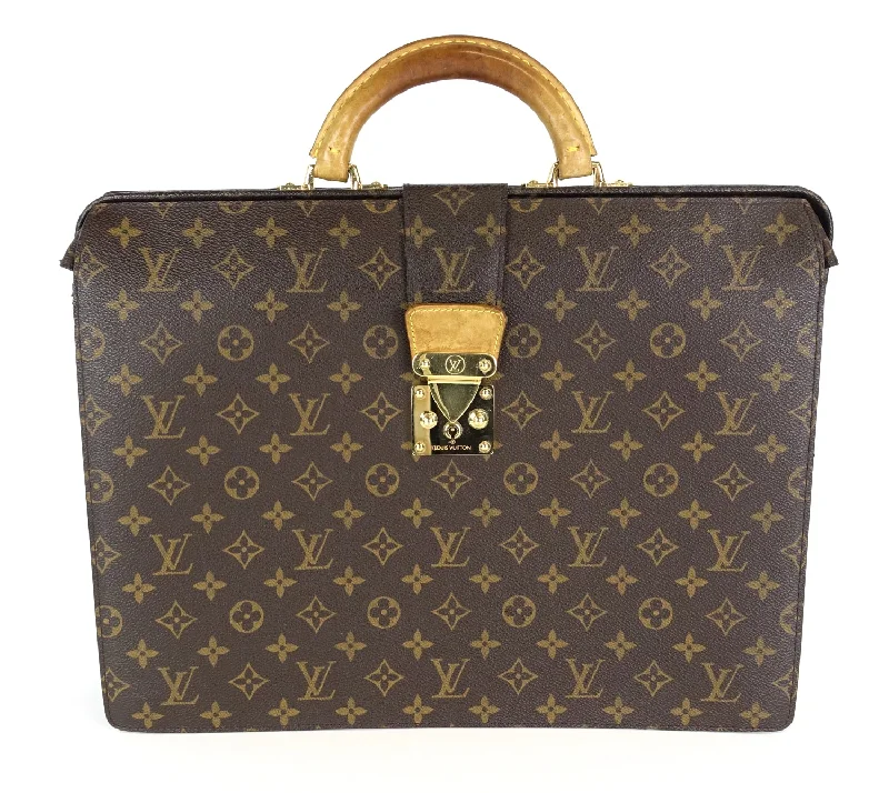 Serviette Fermoir Monogram Canvas Briefcase Bag