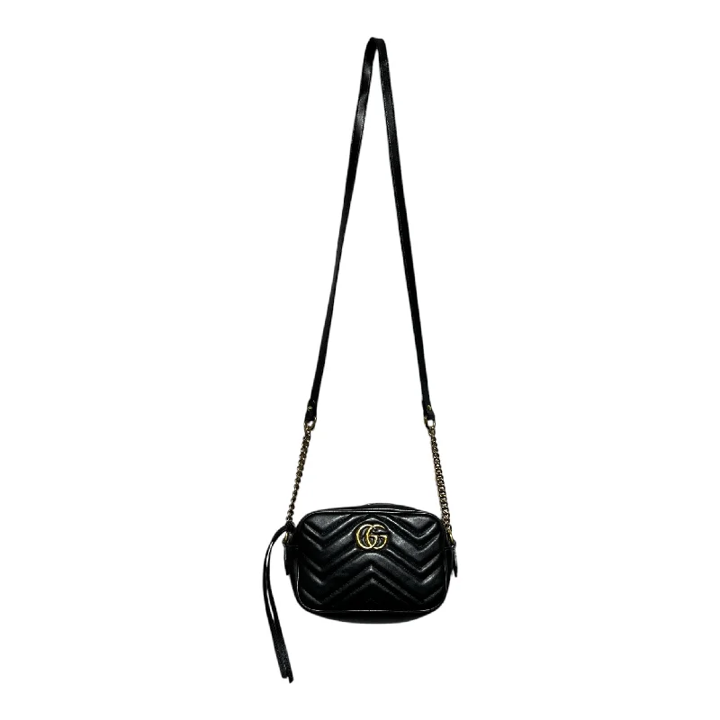 GUCCI/Cross Body Bag/OS/Leather/BLK/GG MARMONT/ GOLD CHAIN/LOGO