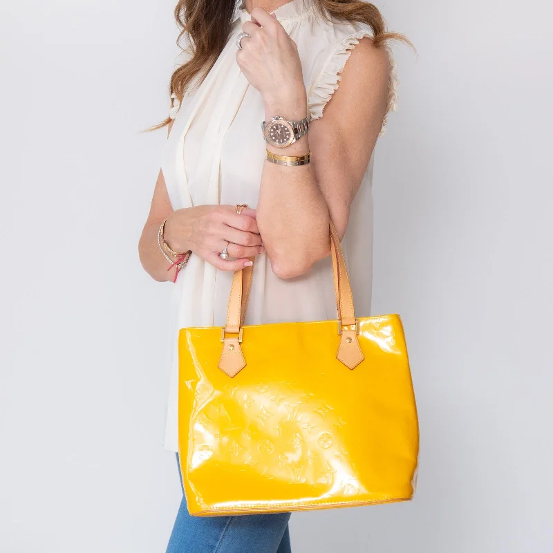 Louis Vuitton Houston Yellow Monogram Patent Leather Tote Bag